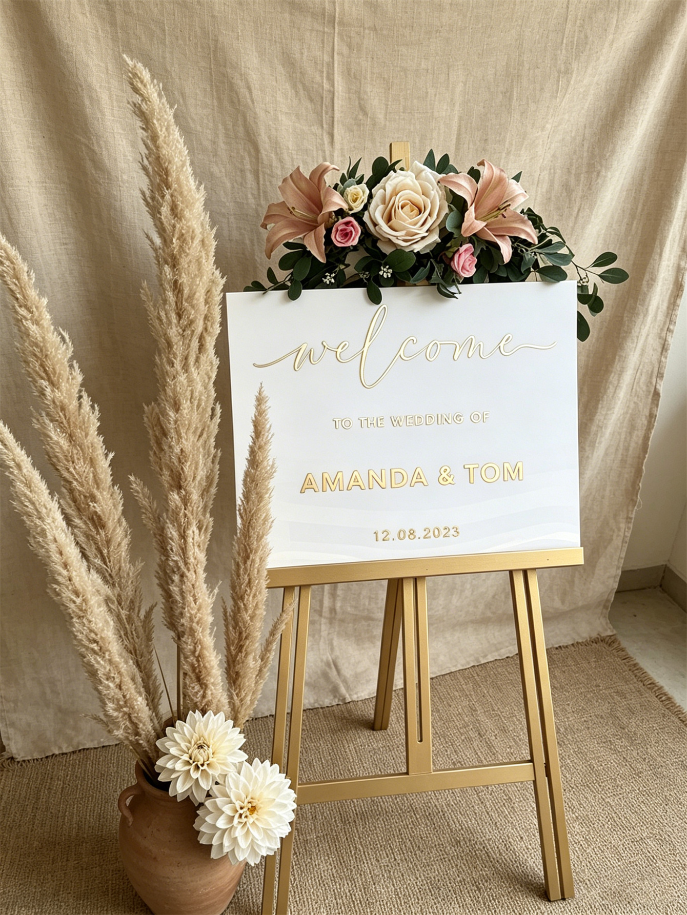 Wedding Welcome Sign - Personalized acrylic wedding welcome sign, modern and fashionable decoration of the wedding entrance. Welcome to our wedding sign